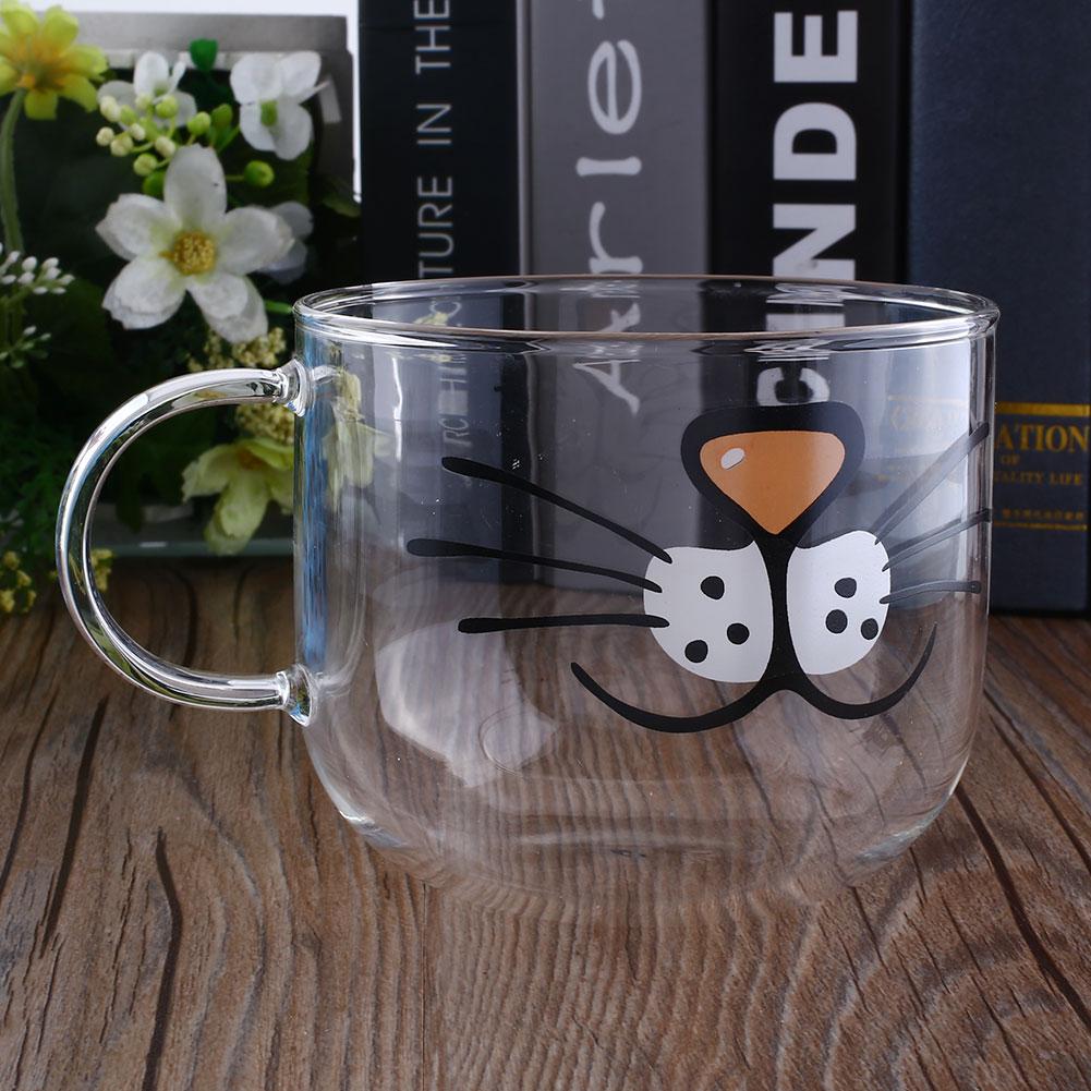 Funny Cat Face Glass Mug – Cute Coffee & Tea Cup for Cat Lovers